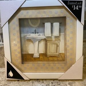 Bed Bath & Beyond Framed Bathroom Art with White and Cream Tones